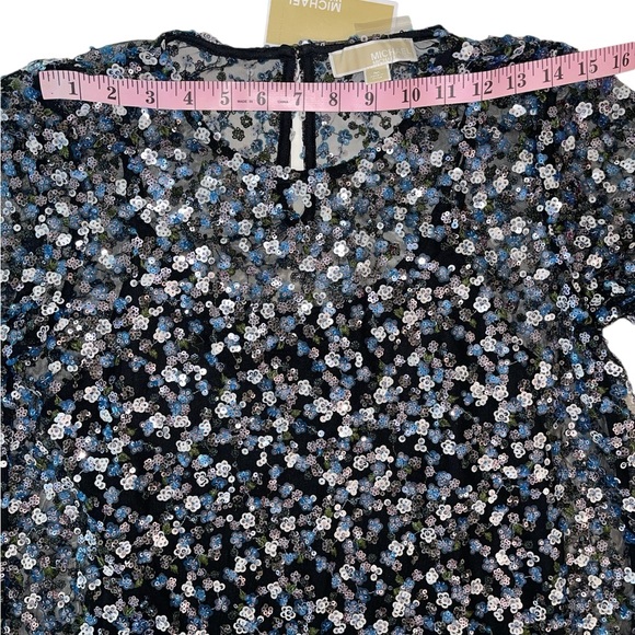 MICHAEL Michael Kors Millefleur Blue & Silver Sequined Shift Dress Size - Picture 13 of 17